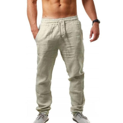 2020 New Men's Cotton Linen Pants Male Summer Breathable Solid Color