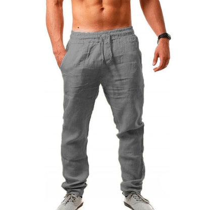 2020 New Men's Cotton Linen Pants Male Summer Breathable Solid Color