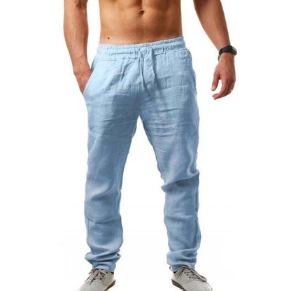 2020 New Men's Cotton Linen Pants Male Summer Breathable Solid Color