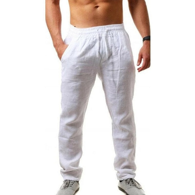 2020 New Men's Cotton Linen Pants Male Summer Breathable Solid Color