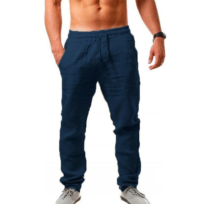 2020 New Men's Cotton Linen Pants Male Summer Breathable Solid Color