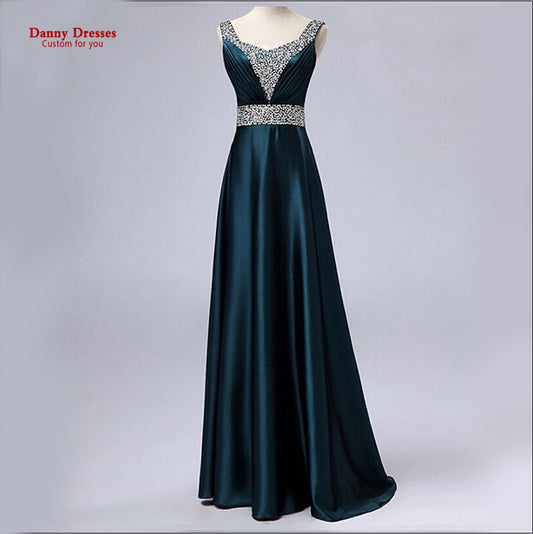 New 2016 Dark Green V-Neck Fashion Formal Robe de soiree Plus size Party - Shopy Max