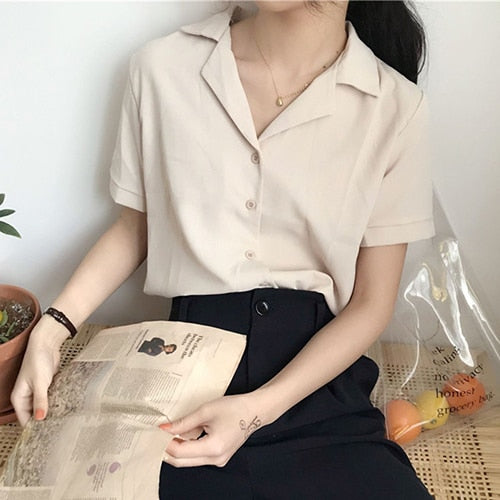 2020 Summer Blouse Shirt For Women Fashion Short Sleeve