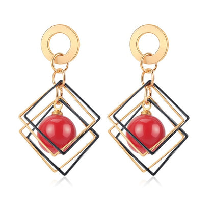 POXAM New Korean Statement Round Earrings For Women Geometric Gold