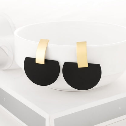 WYBU Summer Style Golden Drop Earrings For Women Geomatric Black
