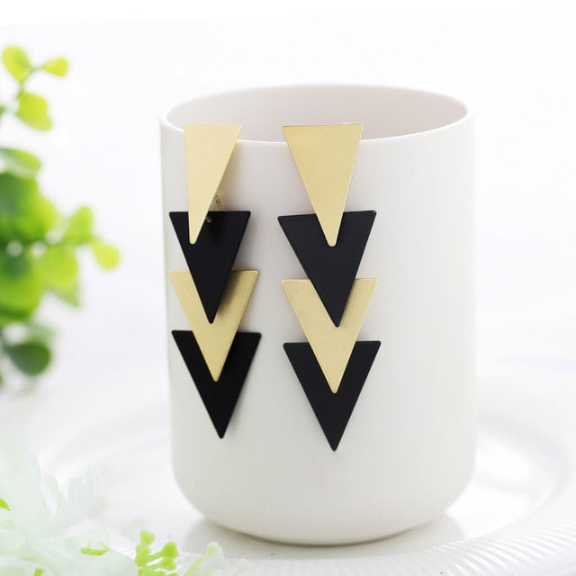 WYBU Summer Style Golden Drop Earrings For Women Geomatric Black