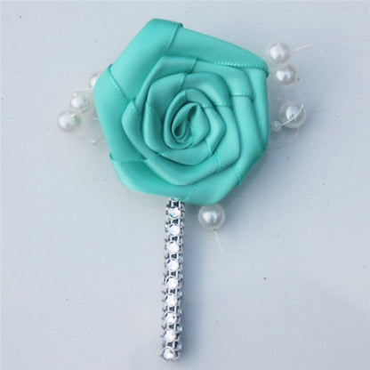 European Wedding Flowers Groom Groomsmen Boutonniere Wedding Prom Men Suit Lapel Pin Silk Ribbon Ceremony Flower Brooch X8715