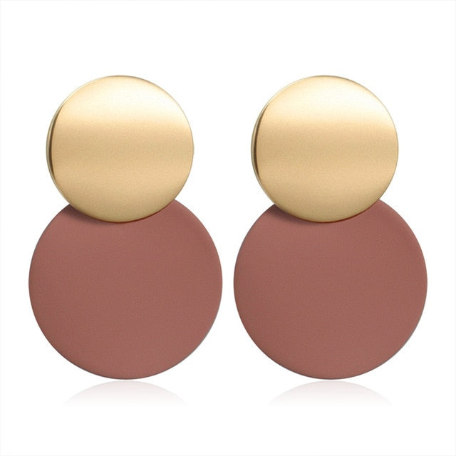 POXAM New Korean Statement Round Earrings For Women Geometric Gold