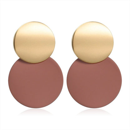 POXAM New Korean Statement Round Earrings For Women Geometric Gold