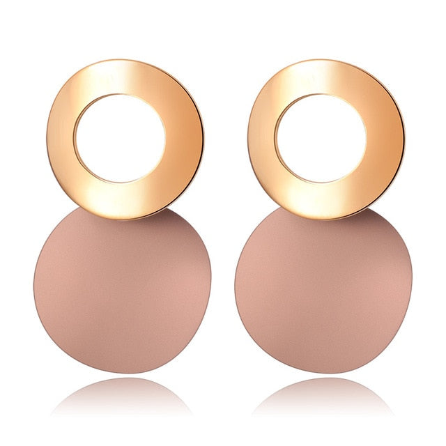 POXAM New Korean Statement Round Earrings For Women Geometric Gold