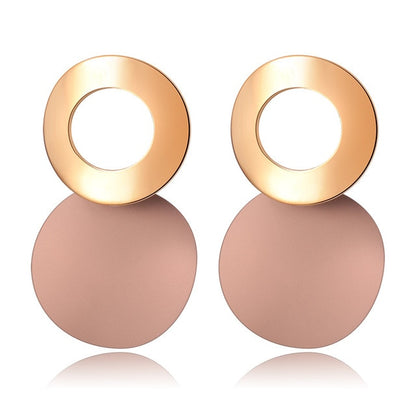 POXAM New Korean Statement Round Earrings For Women Geometric Gold