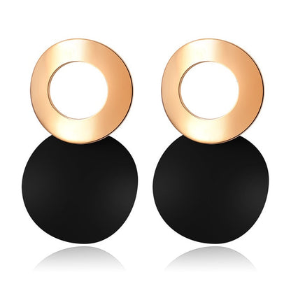 POXAM New Korean Statement Round Earrings For Women Geometric Gold