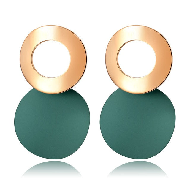 POXAM New Korean Statement Round Earrings For Women Geometric Gold