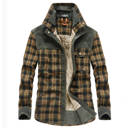Winter Jacket Men Thicken Warm Fleece Jackets Coats Pure Cotton Plaid Jacket
