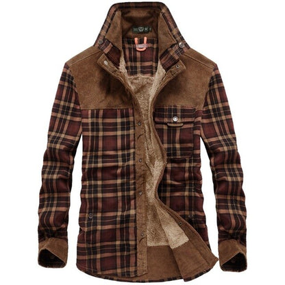 Winter Jacket Men Thicken Warm Fleece Jackets Coats Pure Cotton Plaid Jacket
