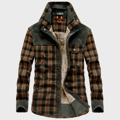 Winter Jacket Men Thicken Warm Fleece Jackets Coats Pure Cotton Plaid Jacket
