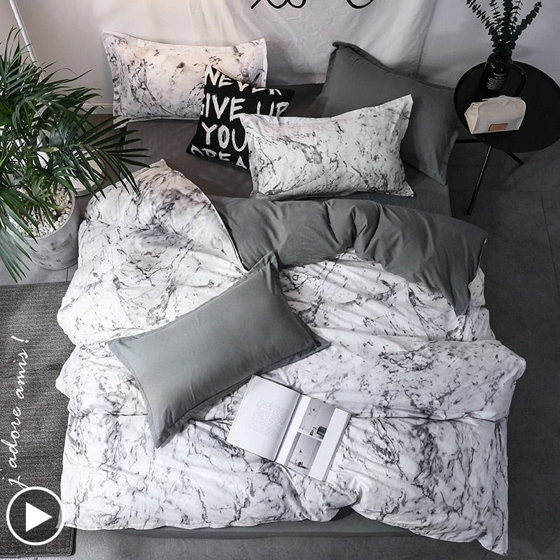 3pcs Bedding Set Marble Geometric Duvet Cover Sets With Pillowcase Quilt Cover Double sided