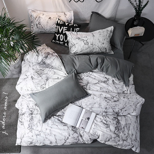 3pcs Bedding Set Marble Geometric Duvet Cover Sets With Pillowcase Quilt Cover Double sided