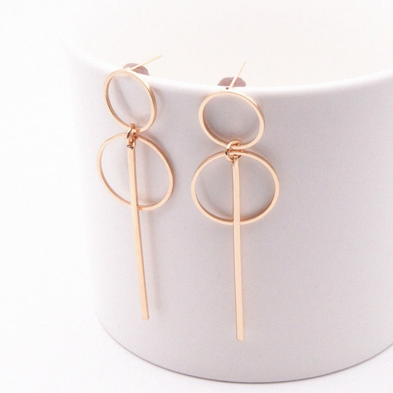 2019 Fashion Earrings Punk Simple Gold Silver Color Long Section