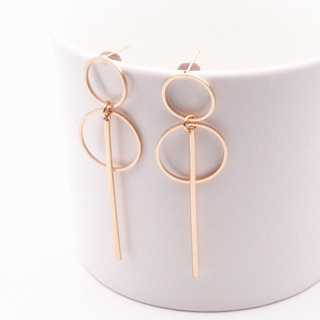 2019 Fashion Earrings Punk Simple Gold Silver Color Long Section