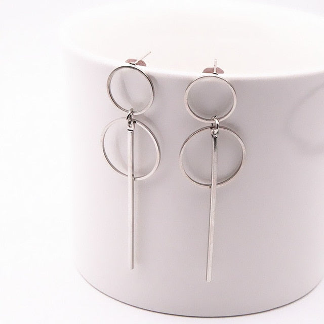 2019 Fashion Earrings Punk Simple Gold Silver Color Long Section