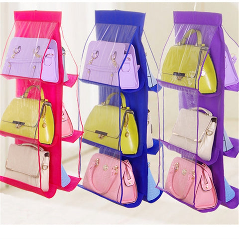 6 Pocket 3 Layers Foldable Hanging Bag Folding Shelf Bag Purse Handbag Organizer Wardrobe