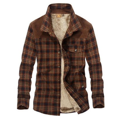 Winter Jacket Men Thicken Warm Fleece Jackets Coats Pure Cotton Plaid Jacket