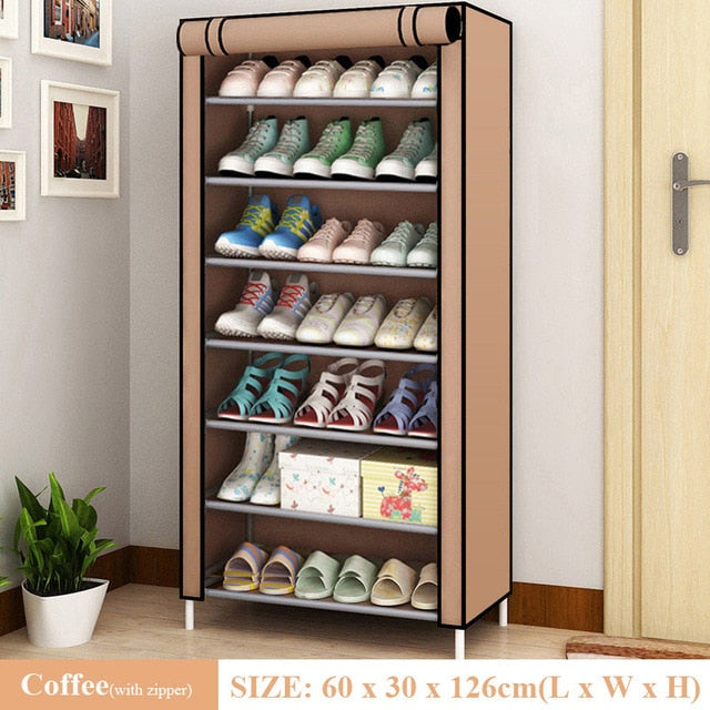 Multi-layer Simple Shoe Cabinet DIY Assembled Space-saving Shoe Organizer Shelf Home Dorm Storage Closet Dustproof Shoes Rack