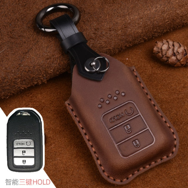Leather Car Remote Key Case Cover For Honda Civic 2017 2018 Accord Pilot City C-RV Odyssey XRV Vezel CRIDER Spirior