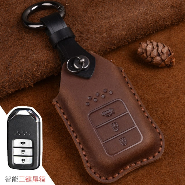 Leather Car Remote Key Case Cover For Honda Civic 2017 2018 Accord Pilot City C-RV Odyssey XRV Vezel CRIDER Spirior