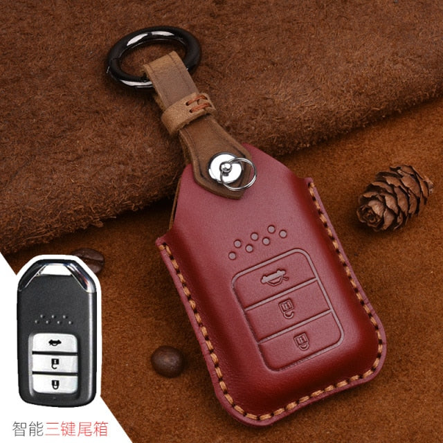 Leather Car Remote Key Case Cover For Honda Civic 2017 2018 Accord Pilot City C-RV Odyssey XRV Vezel CRIDER Spirior