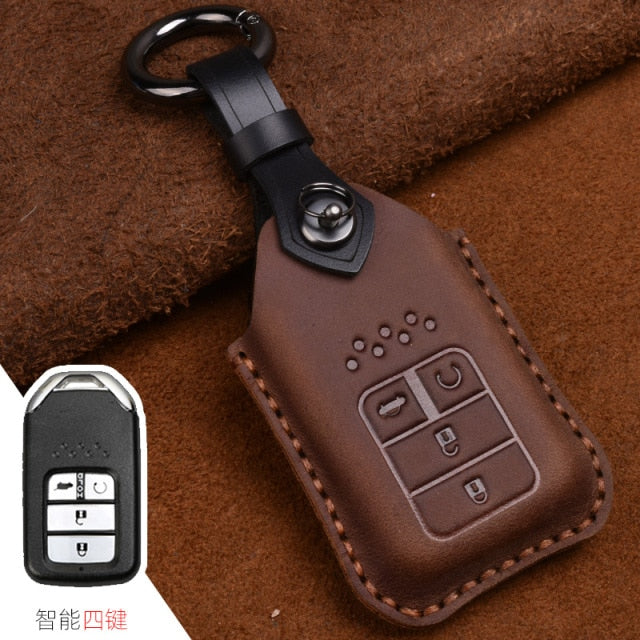 Leather Car Remote Key Case Cover For Honda Civic 2017 2018 Accord Pilot City C-RV Odyssey XRV Vezel CRIDER Spirior