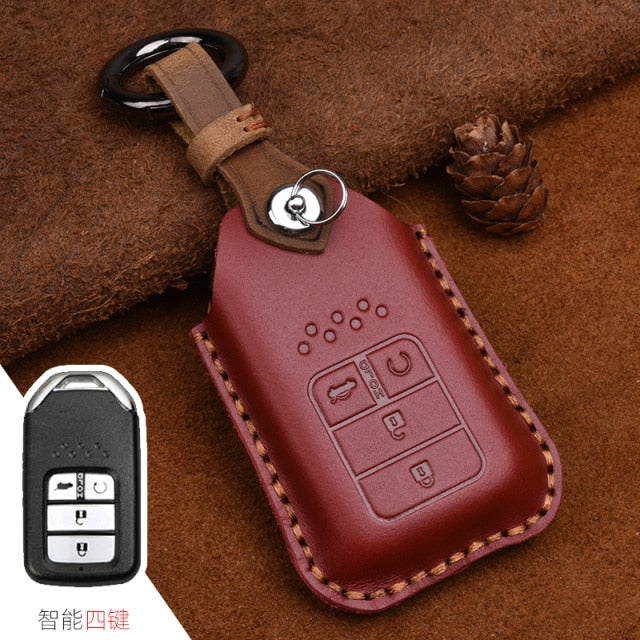 Leather Car Remote Key Case Cover For Honda Civic 2017 2018 Accord Pilot City C-RV Odyssey XRV Vezel CRIDER Spirior