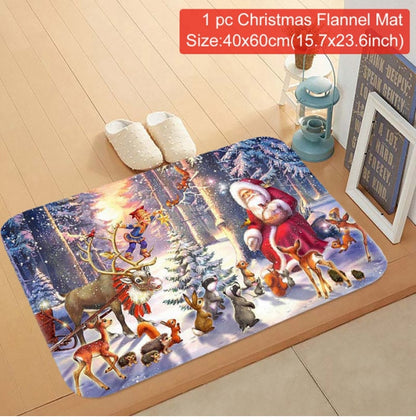 C90D Merry Christmas Door Mat Santa Claus Reindeer Pattern Bathroom Water