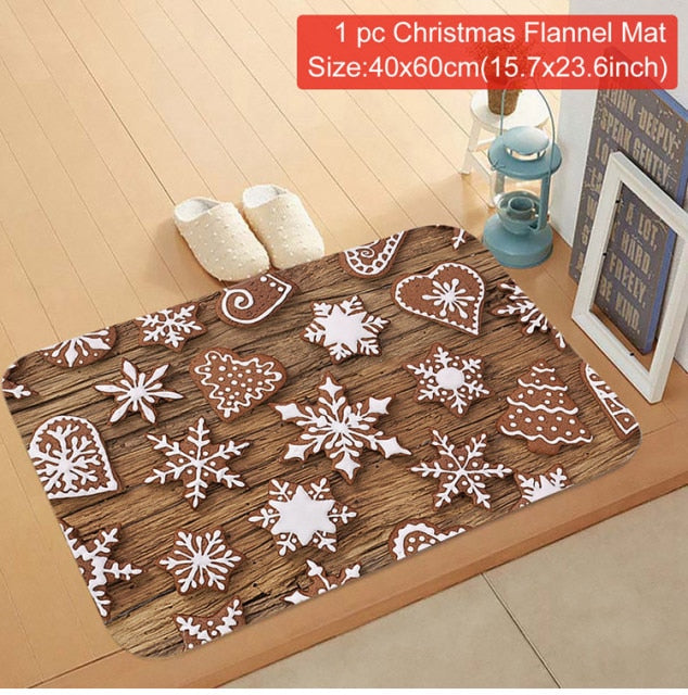 FENGRISE Merry Christmas Door Mat Santa Claus Flannel Outdoor Carpet Christmas