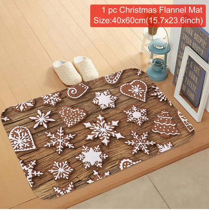 FENGRISE Merry Christmas Door Mat Santa Claus Flannel Outdoor Carpet Christmas