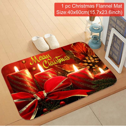 C90D Merry Christmas Door Mat Santa Claus Reindeer Pattern Bathroom Water