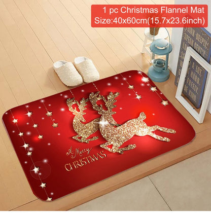 C90D Merry Christmas Door Mat Santa Claus Reindeer Pattern Bathroom Water