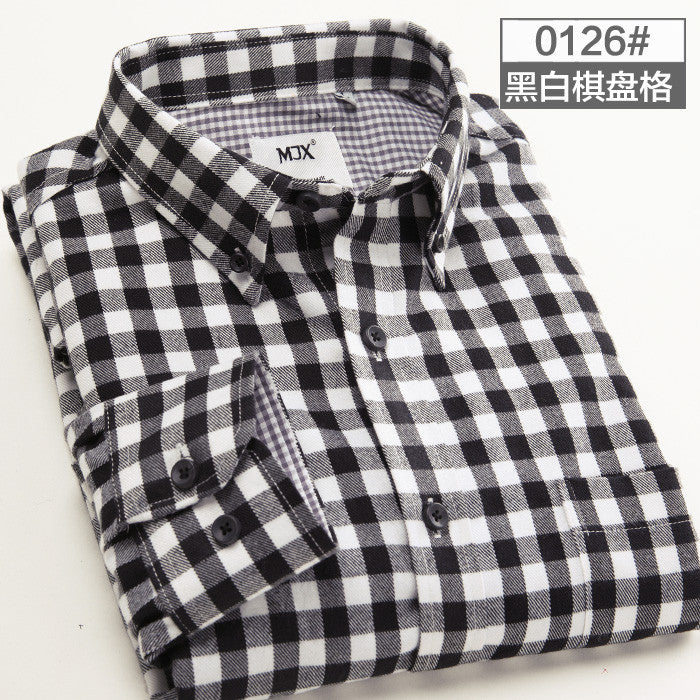 2016 spring plaid shirt male long-sleeved shirt plus size youth office