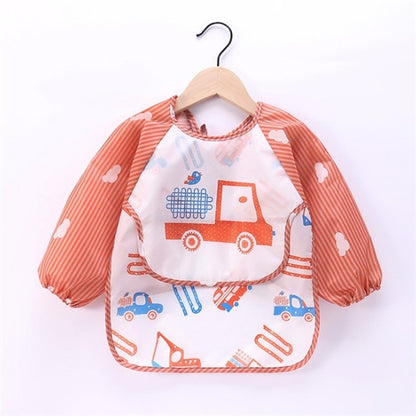 Baby Kids Toddler Long Sleeve Scarf Waterproof Art Smock Feeding Bib Apron Pocket