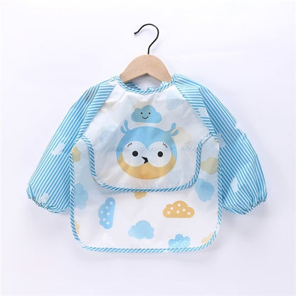 Baby Kids Toddler Long Sleeve Scarf Waterproof Art Smock Feeding Bib Apron Pocket