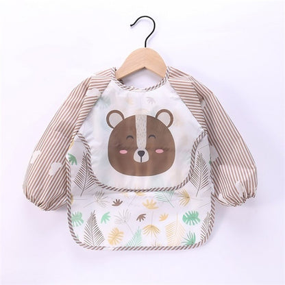 Baby Kids Toddler Long Sleeve Scarf Waterproof Art Smock Feeding Bib Apron Pocket