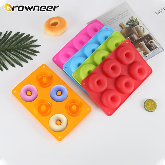 6 Cavity Donut Mold Silicone Non-stick Baking Tray Heat-resistant Reusable