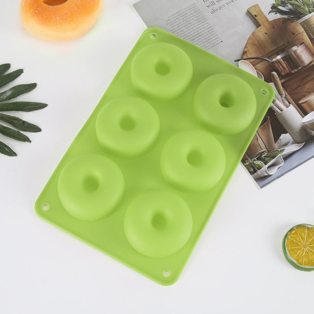 6 Cavity Donut Mold Silicone Non-stick Baking Tray Heat-resistant Reusable