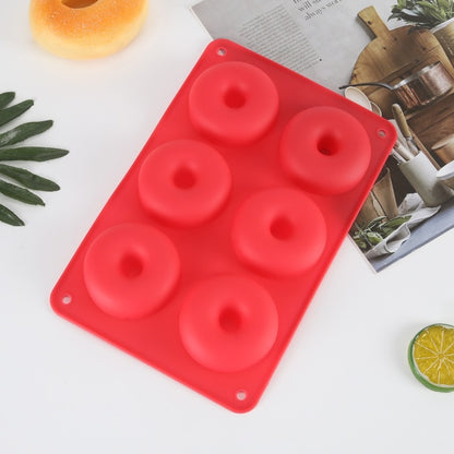 6 Cavity Donut Mold Silicone Non-stick Baking Tray Heat-resistant Reusable