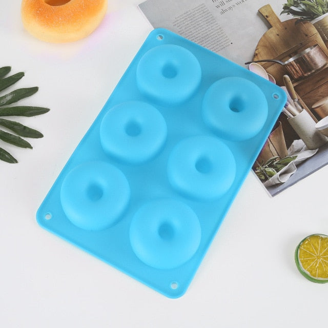 6 Cavity Donut Mold Silicone Non-stick Baking Tray Heat-resistant Reusable