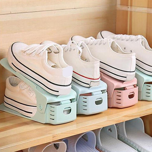 Adjustable Double-layer Shoe Rack Space-saving Storage Stand Shelf Organizer