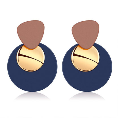 POXAM New Korean Statement Round Earrings For Women Geometric Gold