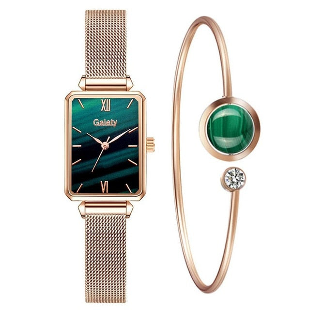 Gaiety Brand Women Watches Fashion Square Ladies Quartz Watch Bracelet