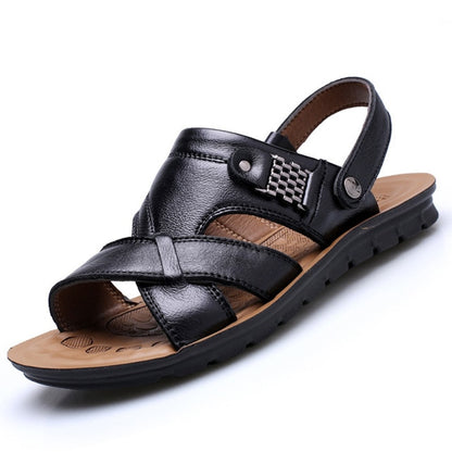 Big Size 48 Men Leather Sandals Summer Classic Men Shoes Slippers Soft